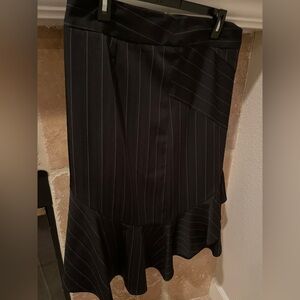 Bisou Bisou Women’s layer ruffle pinstripe asymmetrical suit skirt Business 10P